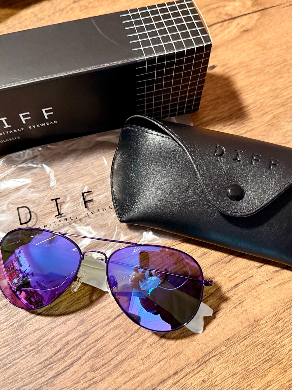 Diff Eyewear Purple Mirrored Aviator Sunglasses
